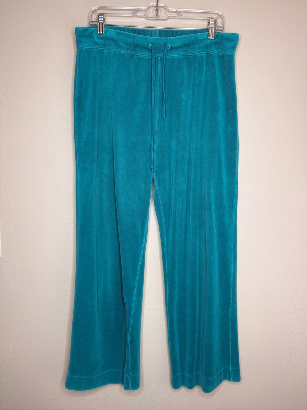 Jones New York Teal Velour Sweatpants Tie Waistband Size Large